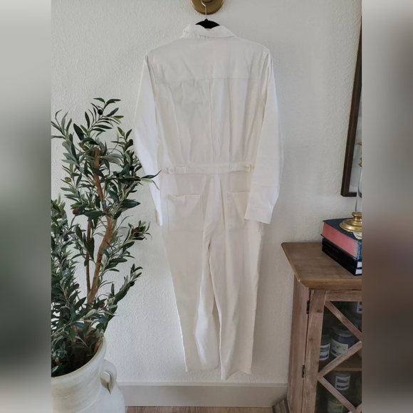 Outerknown Women’s Ivory Soft Corduroy Long Sleeve Jumpsuit Sz: large $180 - Picture 6 of 8